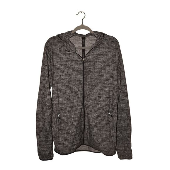 LULULEMON $118 Gray black Surge Warm Full Zip Hooded Jacket Stretch Men's Large - Picture 1 of 5